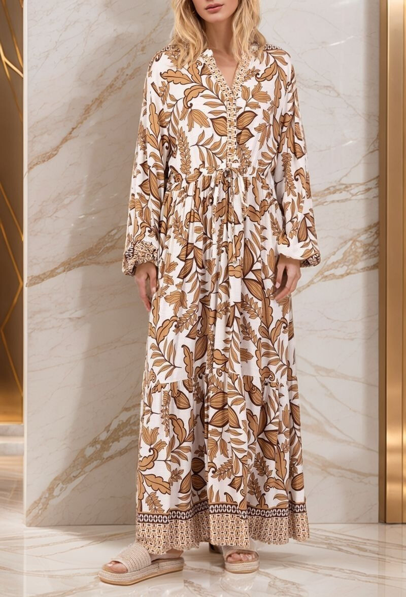 Grossiste Lusa Mode - Robe longue imprimée fleurie tissu lyocell