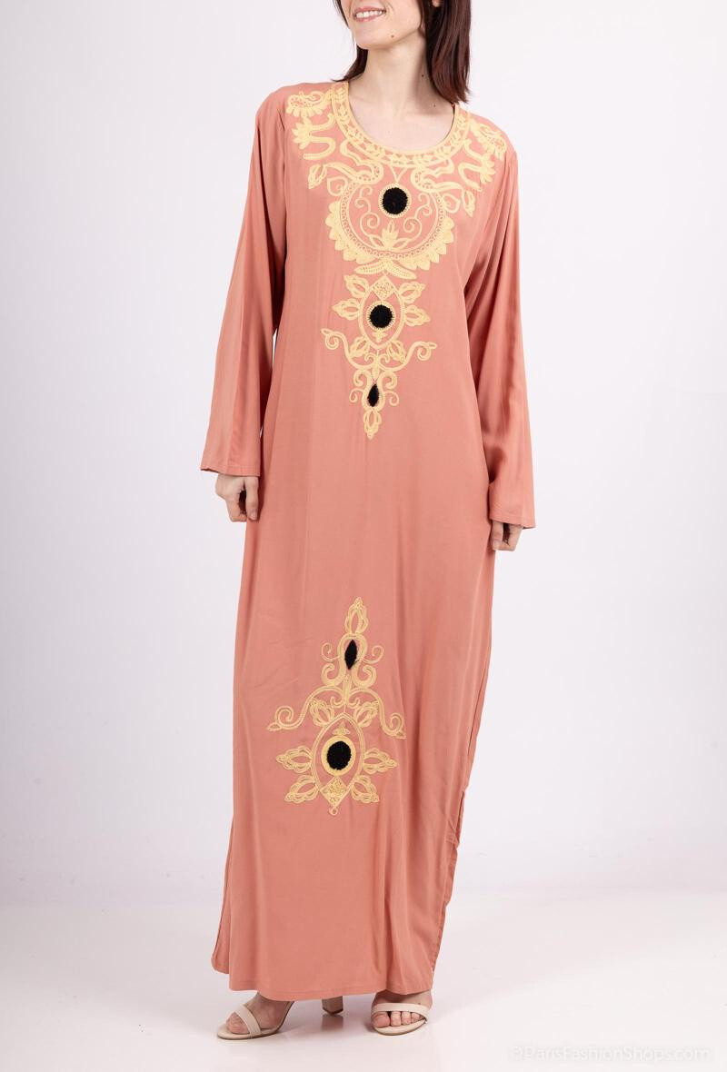 Grossiste Lusa Mode - Robe longue unie avec broderie