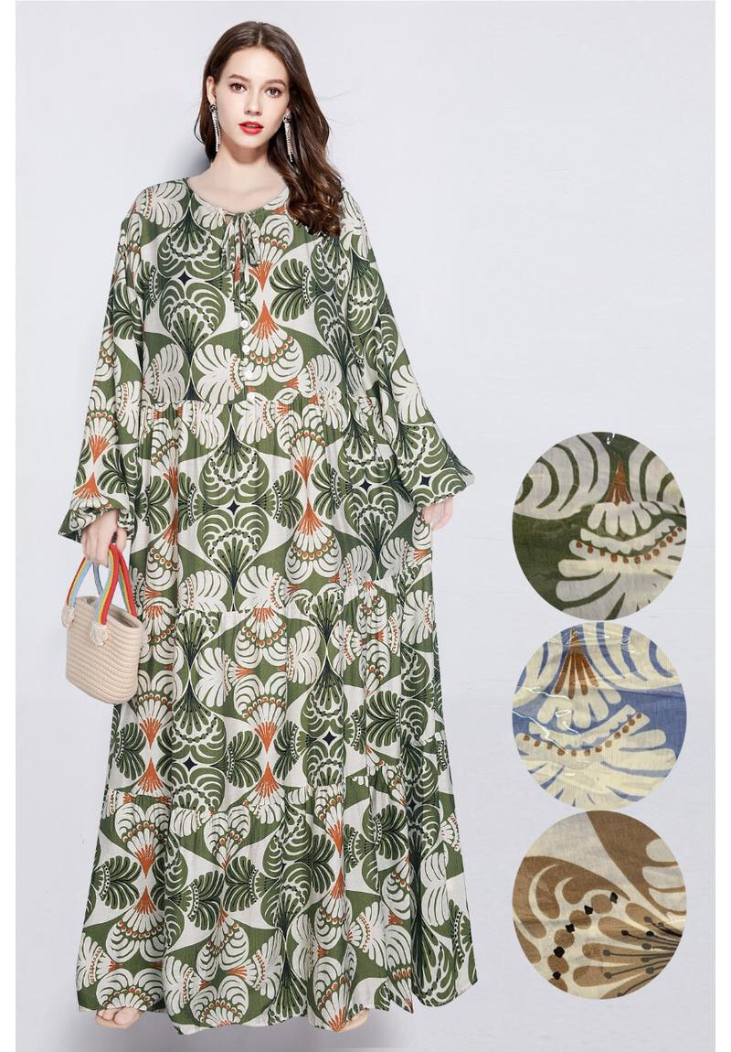 Grossiste Lusa Mode - Robe longue imprimée géométrique tissu lyocell