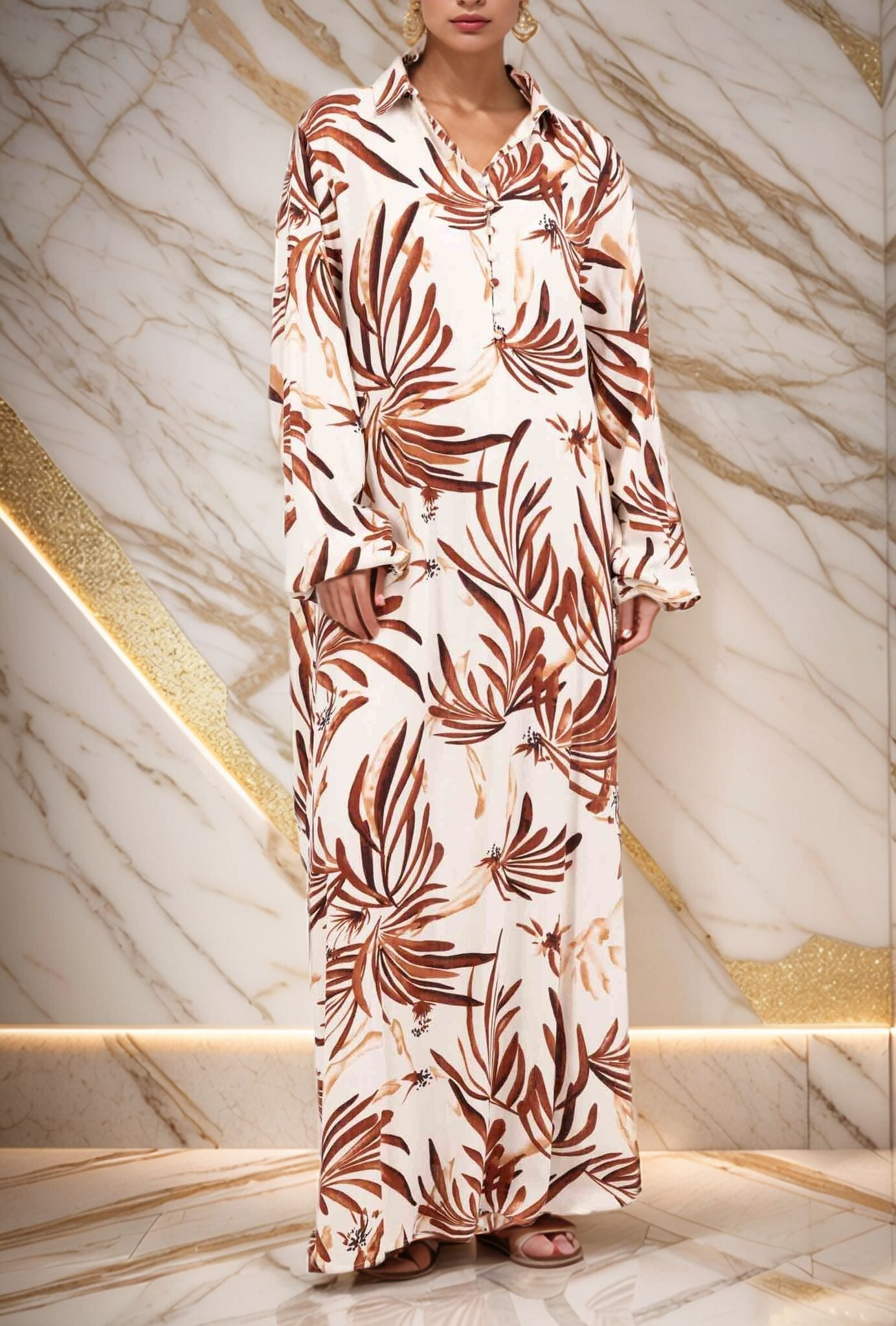 Großhändler Lusa Mode - Tropenhemdkragenkleid mit Lyocell -Stofftaschen