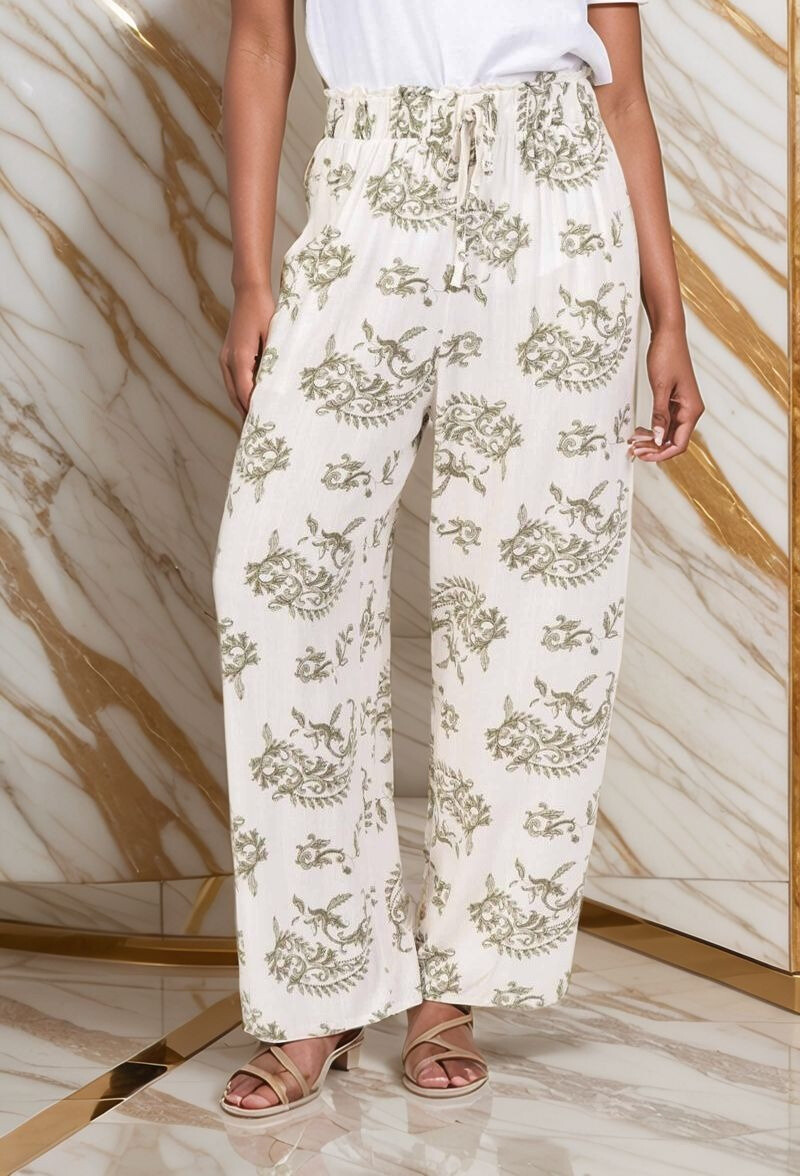 Wholesaler Lusa Mode - Layla Plus Size Geometric Pants with Pockets Lyocell Fabric