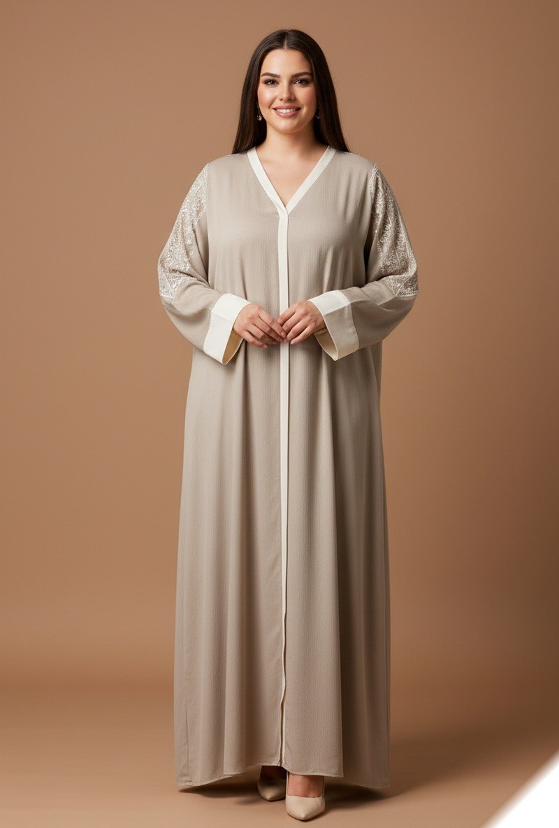 Grossista Lusa Mode - Abito maxi semplice con ricami e strass