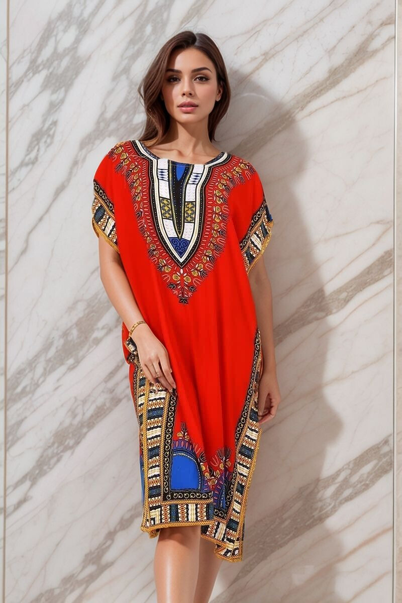 Grossista Lusa Mode - Stile africano stampato di abito boubou a metà lunghezza