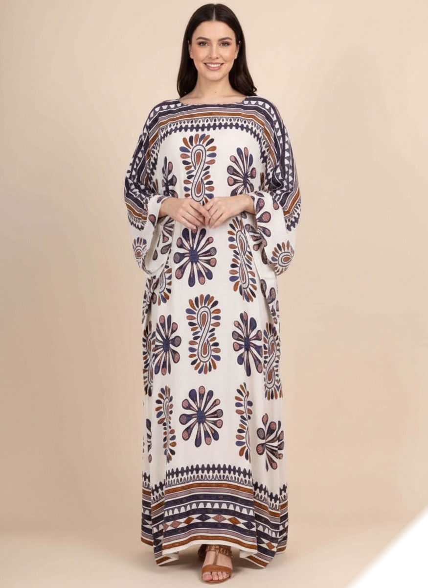 Großhändler Lusa Mode - Langes Amina-Kleid mit geometrischem Druck aus Lyocell-Stoff