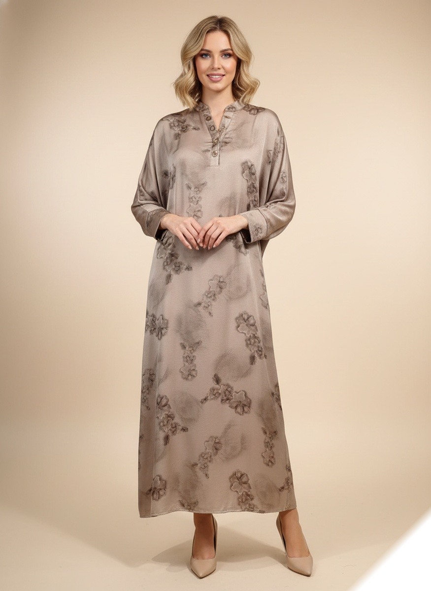 Großhändler Lusa Mode - Maxikleid mit Blumenmuster und erhabenen Details