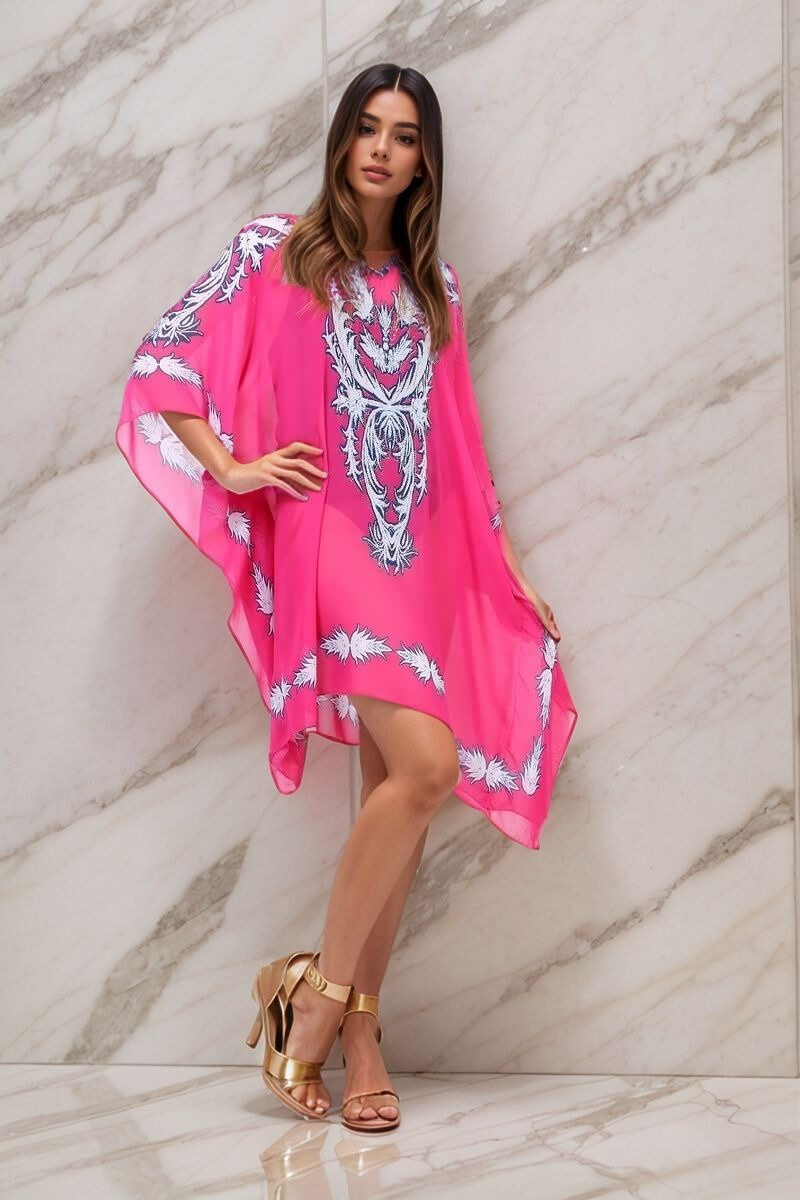 Großhändler Lusa Mode - Gedruckter Poncho mit Strasssteinen