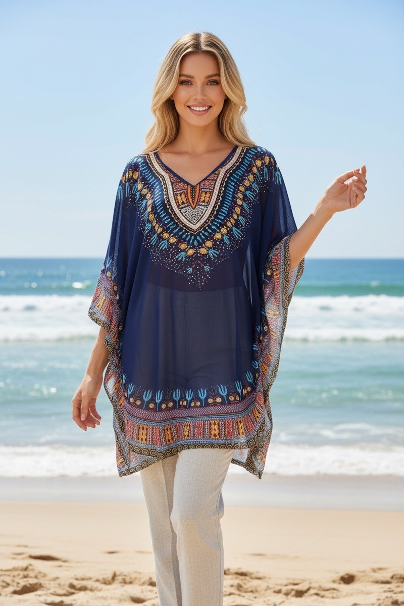 Grossista Lusa Mode - Poncho stampato con strass