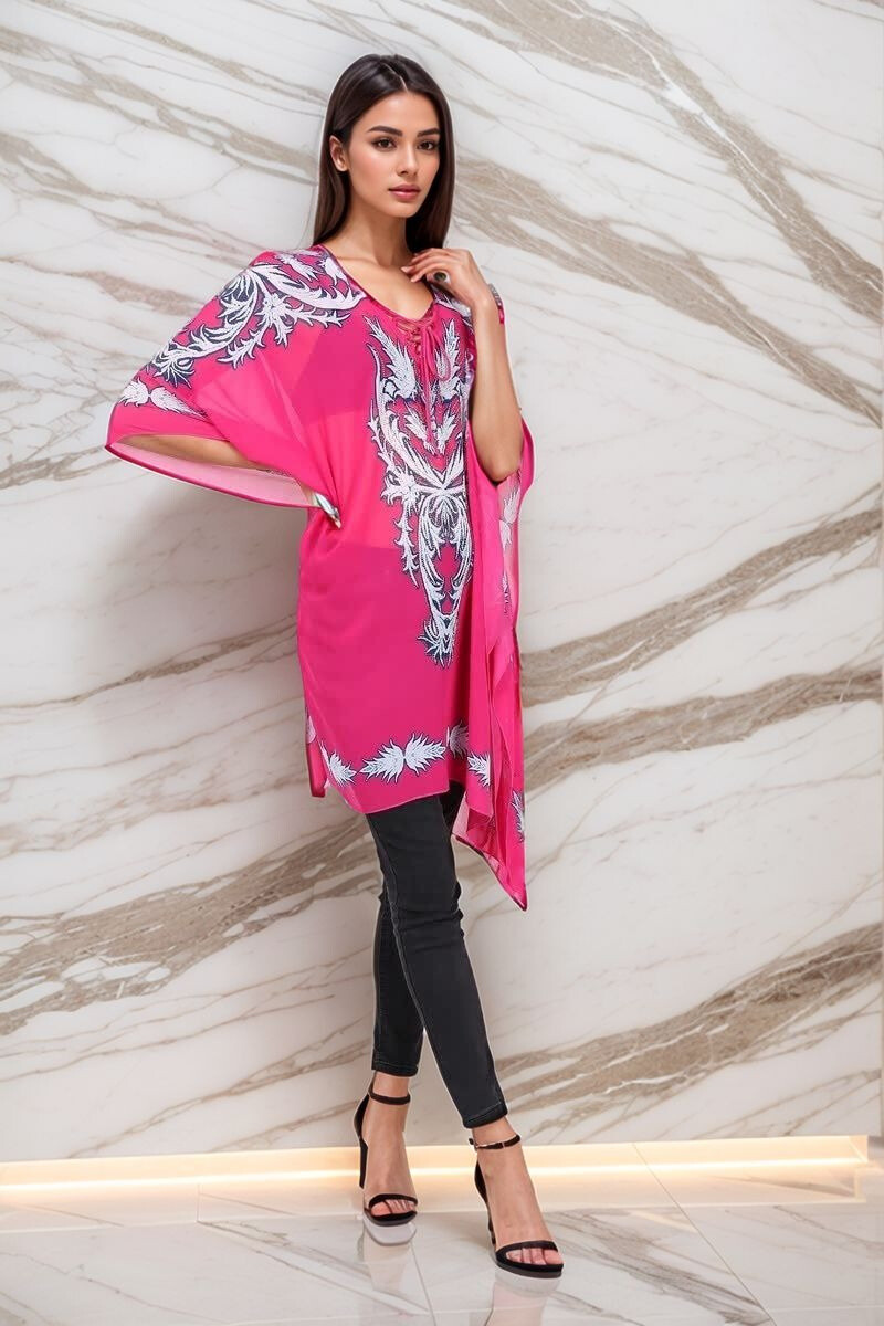 Wholesaler Lusa Mode - Poncho printed with cords and rhinestones