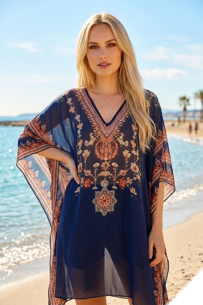 Grossista Lusa Mode - Poncho stampato con strass