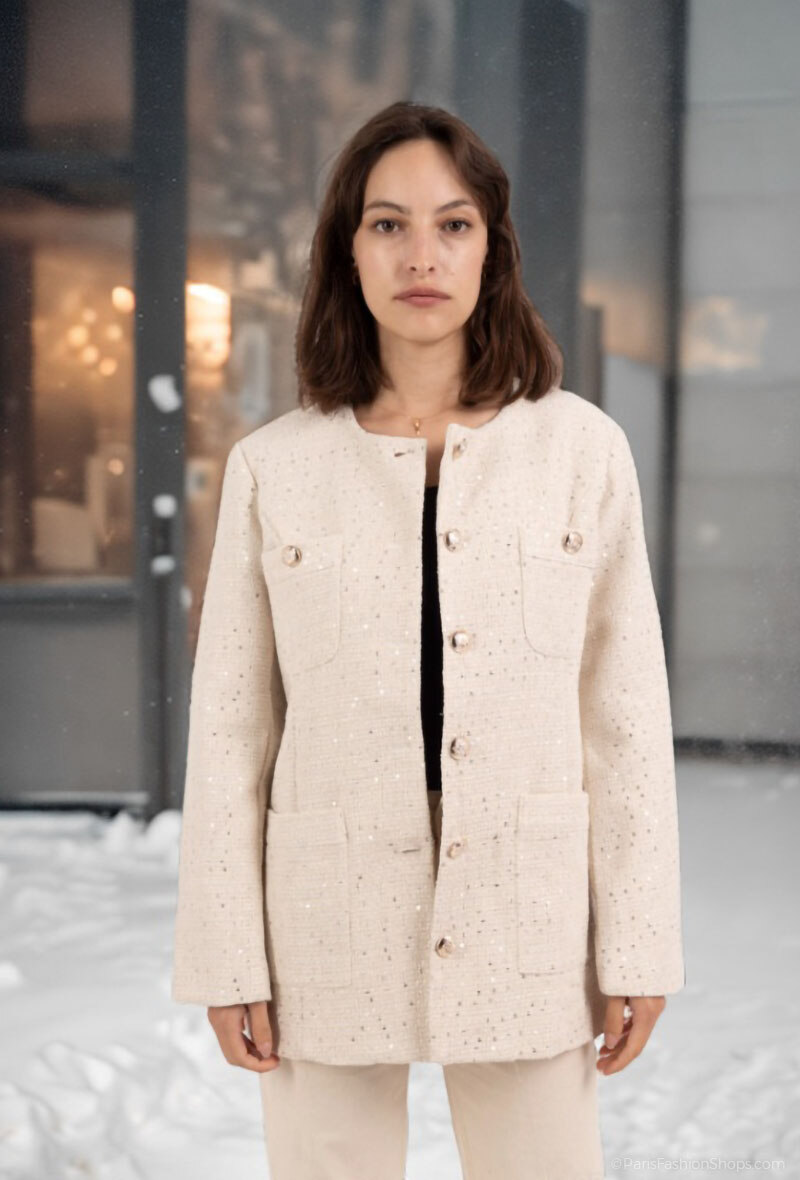 Grossiste Lusa Mode - Veste style coréen en tweed avec poches