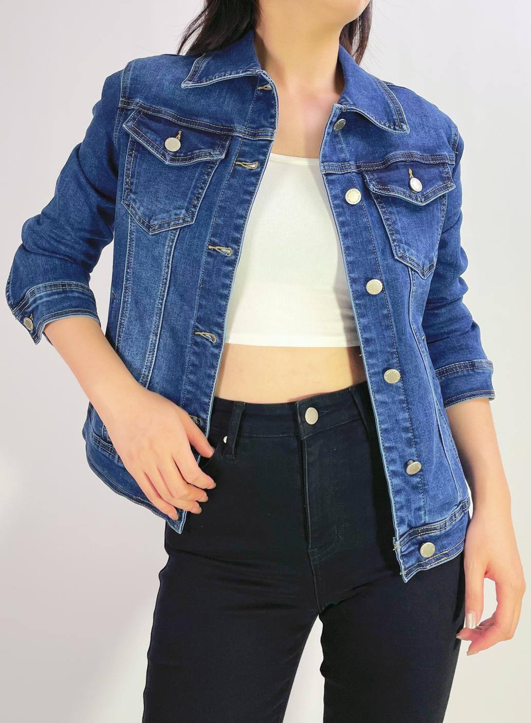 Mayorista Lusa Mode - Chaqueta de denim elástico con cuatro bolsillos, tallas 38-50