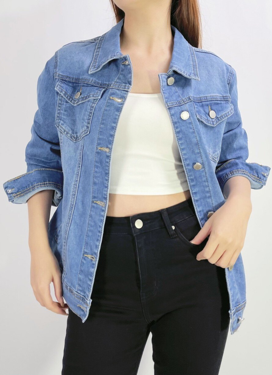 Grossiste Lusa Mode - Veste jean stretch quatre poches T46-T54