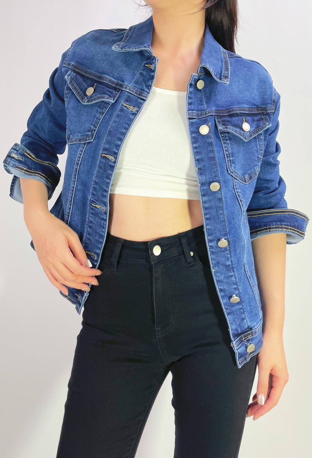 Grossista Lusa Mode - Giacca in denim elasticizzato con quattro tasche taglia 38-50
