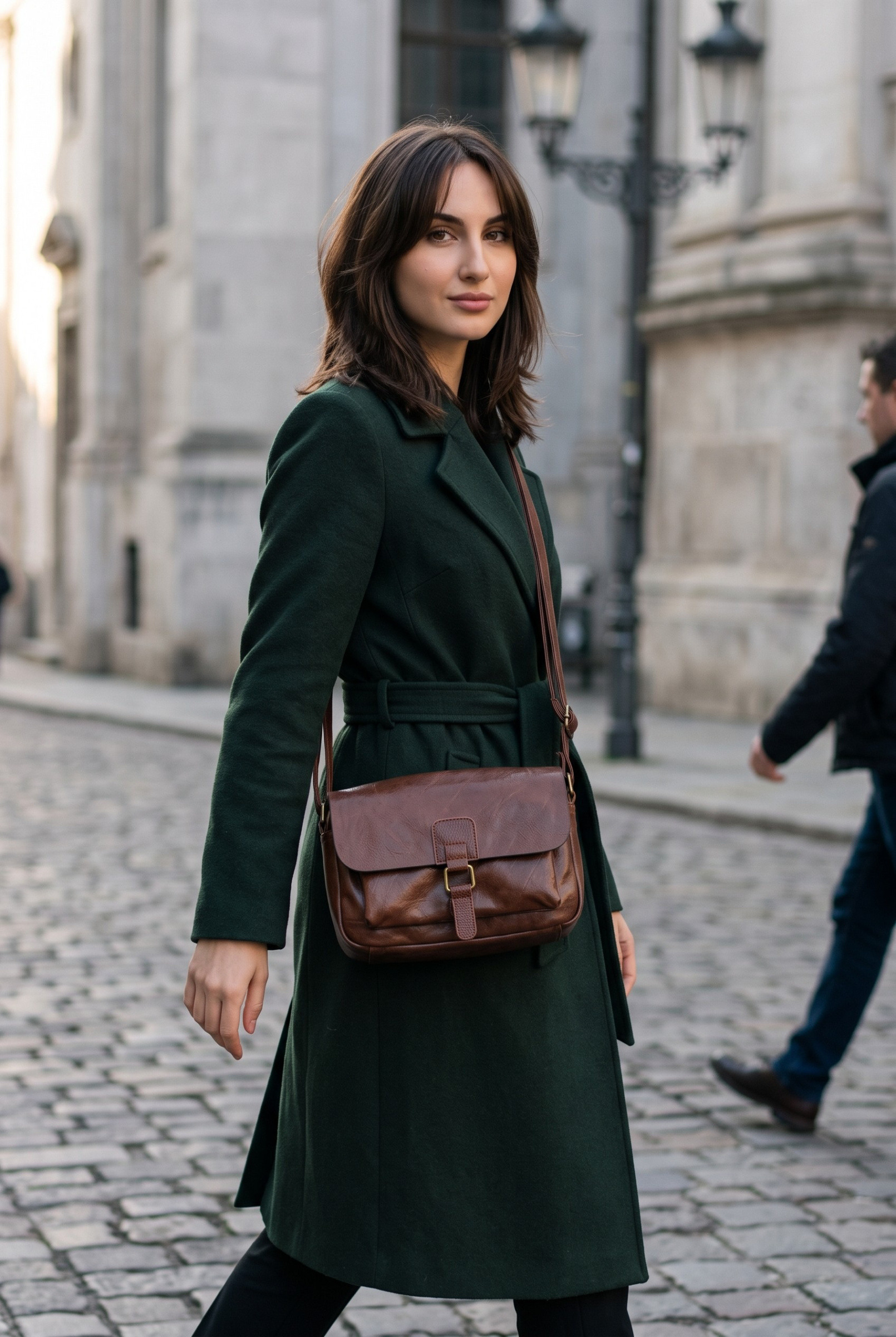 Wholesaler LUX - Crossbody bag — flap with ring buckle — vintage leather effect — URBAN