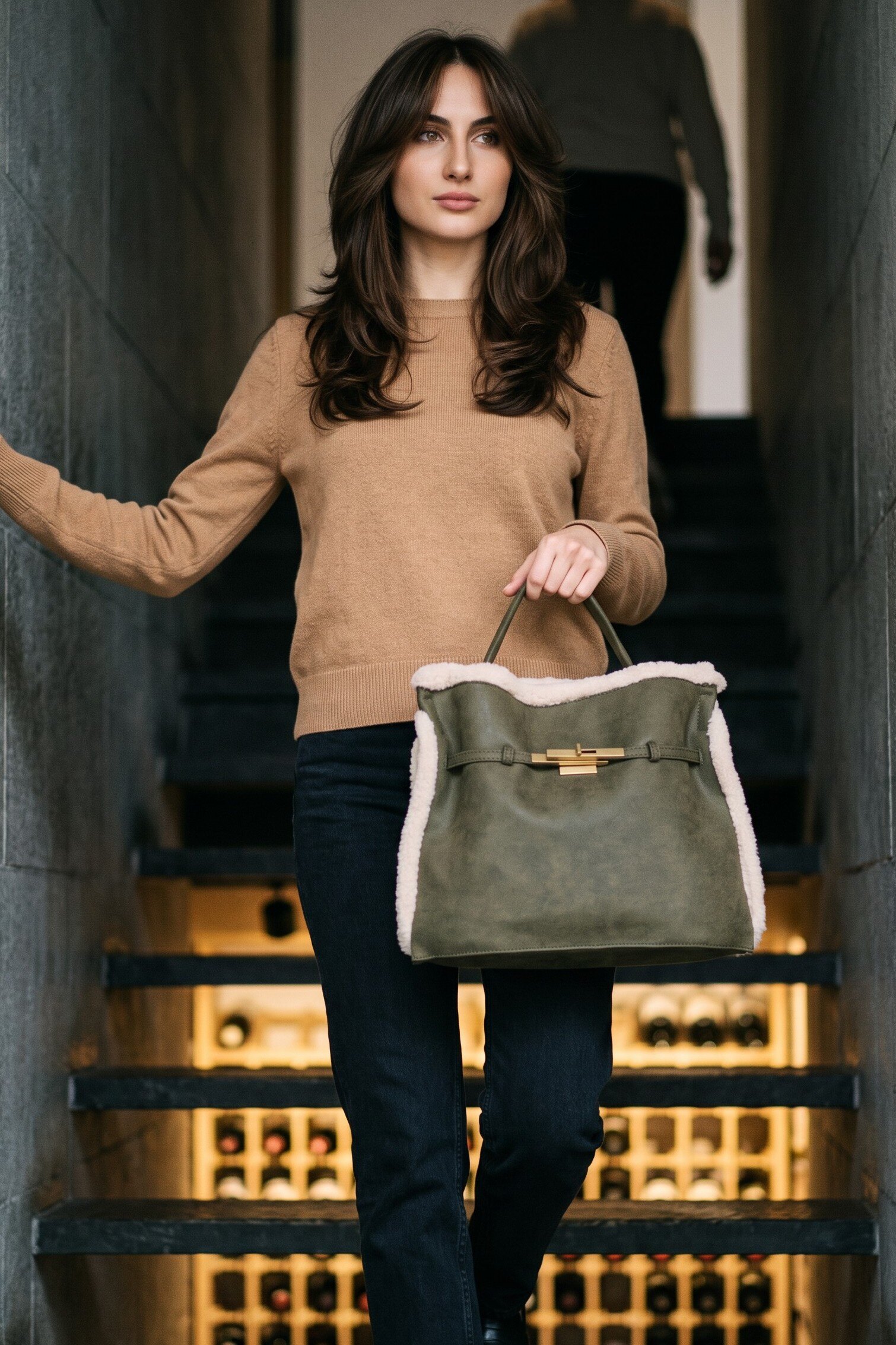 Grossiste LUX - Sac à main — bord effet peluche — bandoulière incluse — CHIC