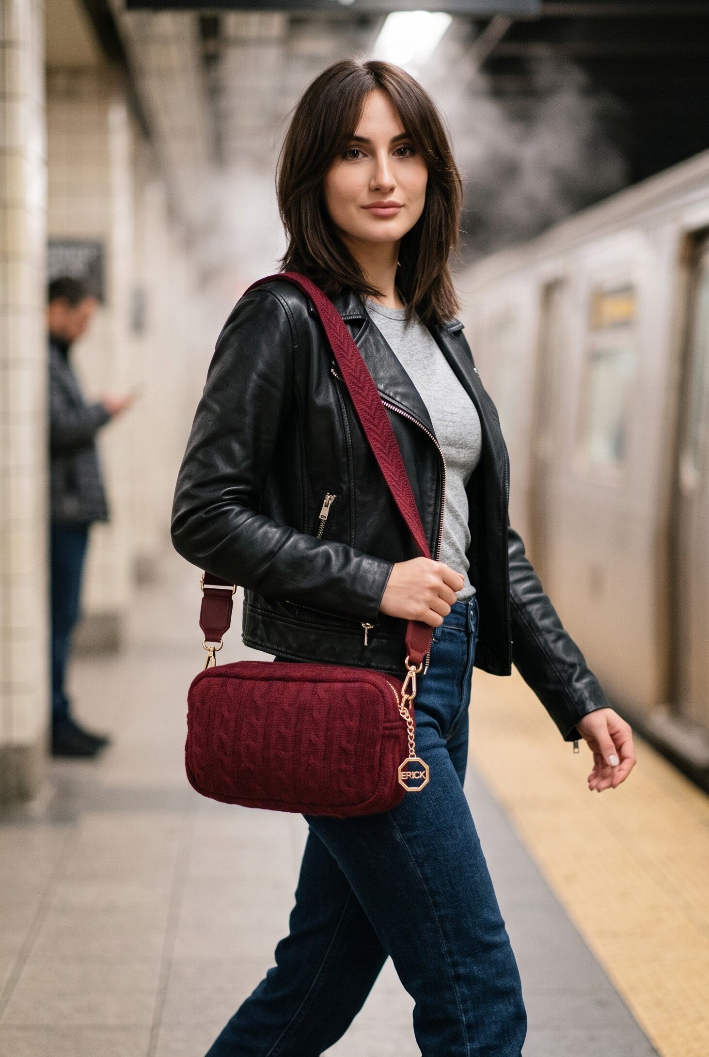 Grossista LUX - Borsa tracolla — effetto maglia intrecciata — tracolla regolabile a contrasto — CASUAL EVERYDAY