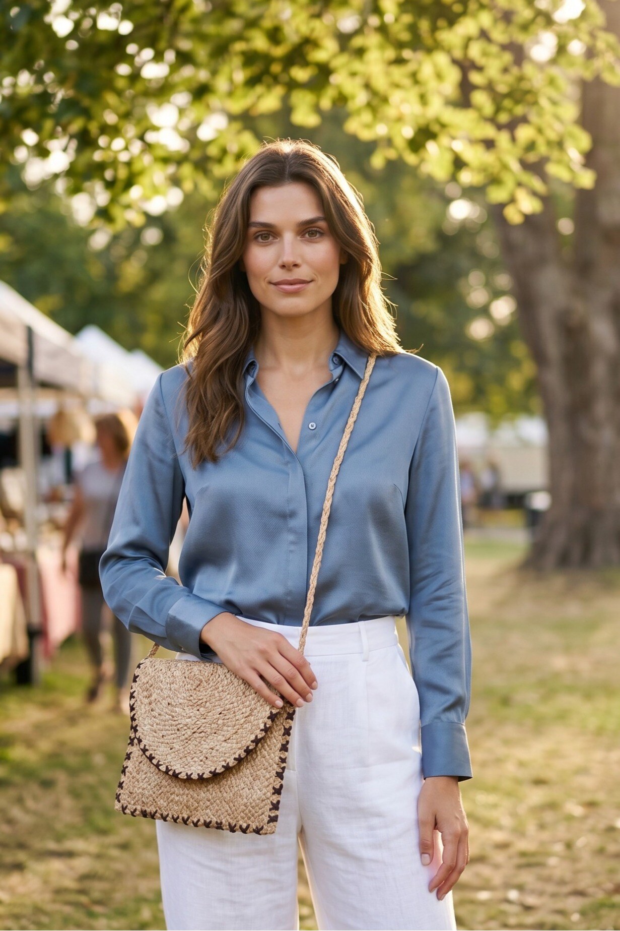 Mayorista LUX - Clutch — rafia con solapa y costuras en contraste — correa de cuerda — ideal para la playa