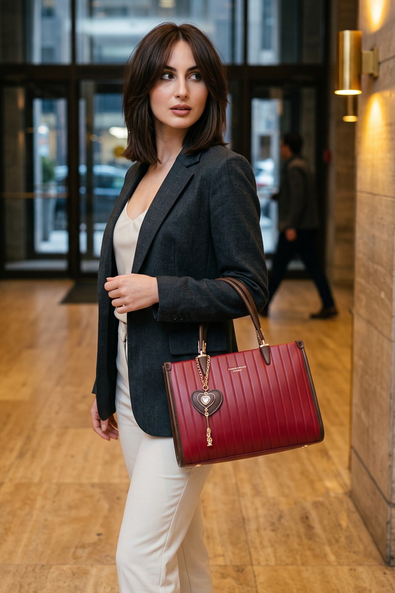 Wholesaler LUX - Handbag — dangling heart charm — shoulder strap included — elegant
