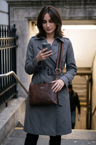 Grossista LUX - Borsa tracolla — effetto pelle vintage — tracolla larga a righe inclusa — CASUAL EVERYDAY Grossista LUX - Borsa tracolla — effetto pelle vintage — tracolla larga a righe inclusa — CASUAL EVERYDAY