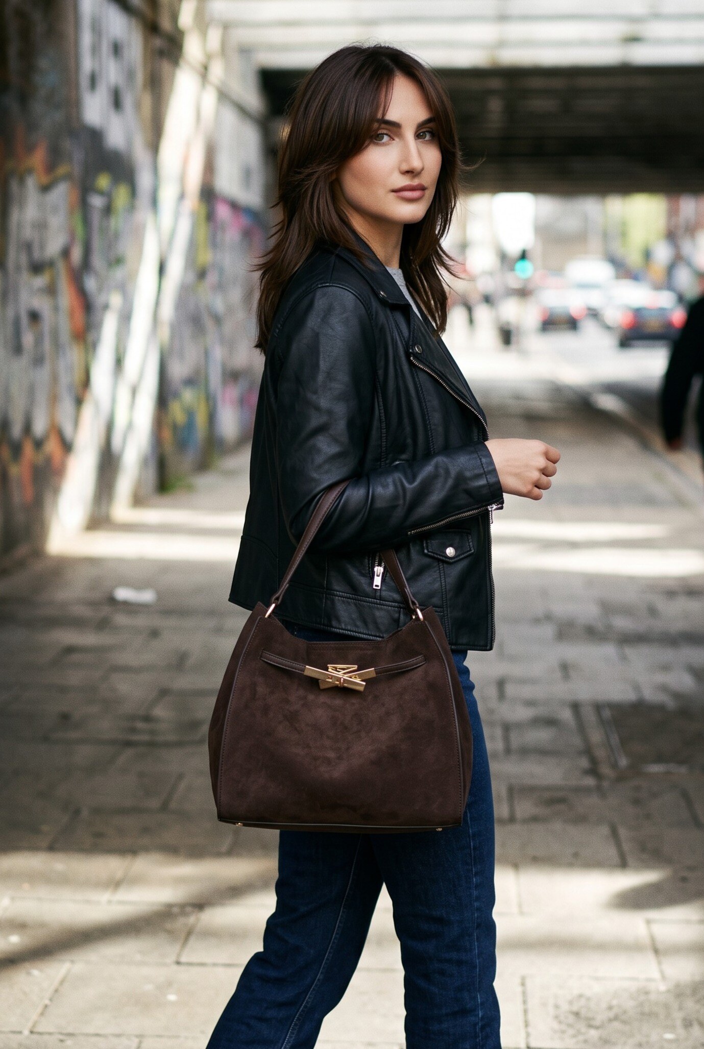 Wholesaler LUX - Bucket bag — suede effect — inner pouch included — CHIC