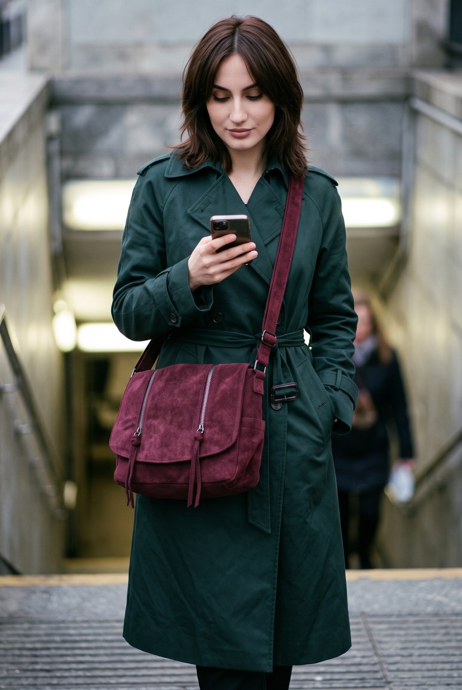 Grossista LUX - Borsa tracolla — patta con doppia zip — effetto camoscio — URBAN