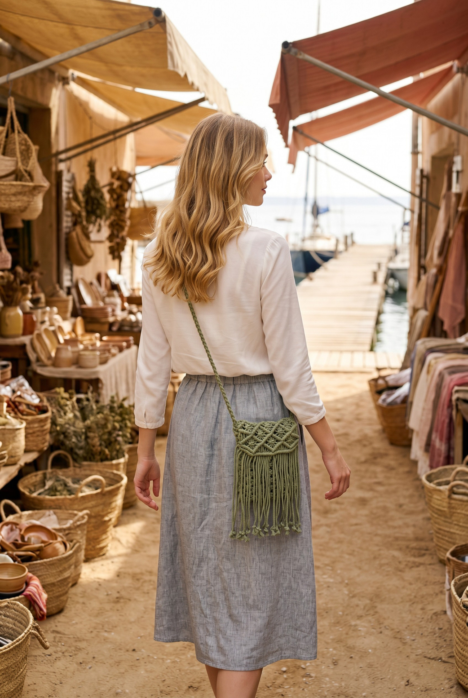 Mayorista LUX - Bolso bandolera — MACRAMÉ con flecos — porta móvil — BOHO