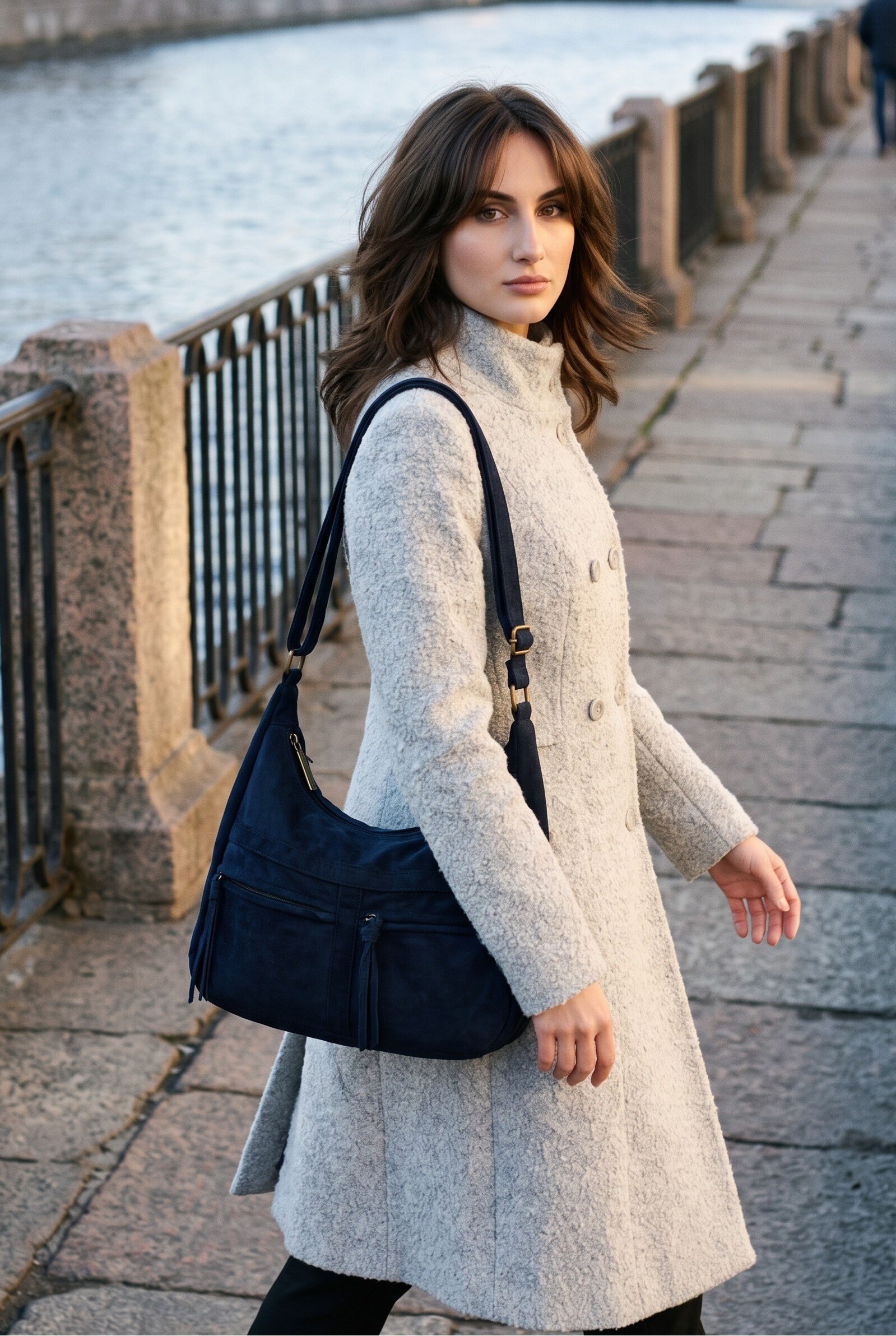 Grossista LUX - Hobo bag — effetto camoscio vintage — tracolla regolabile inclusa — URBAN
