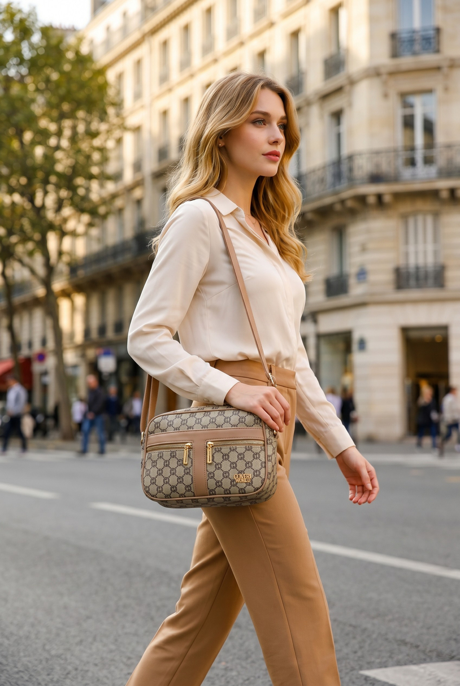 Wholesaler LUX - Crossbody bag — allover monogram — double front zip pocket — CHIC