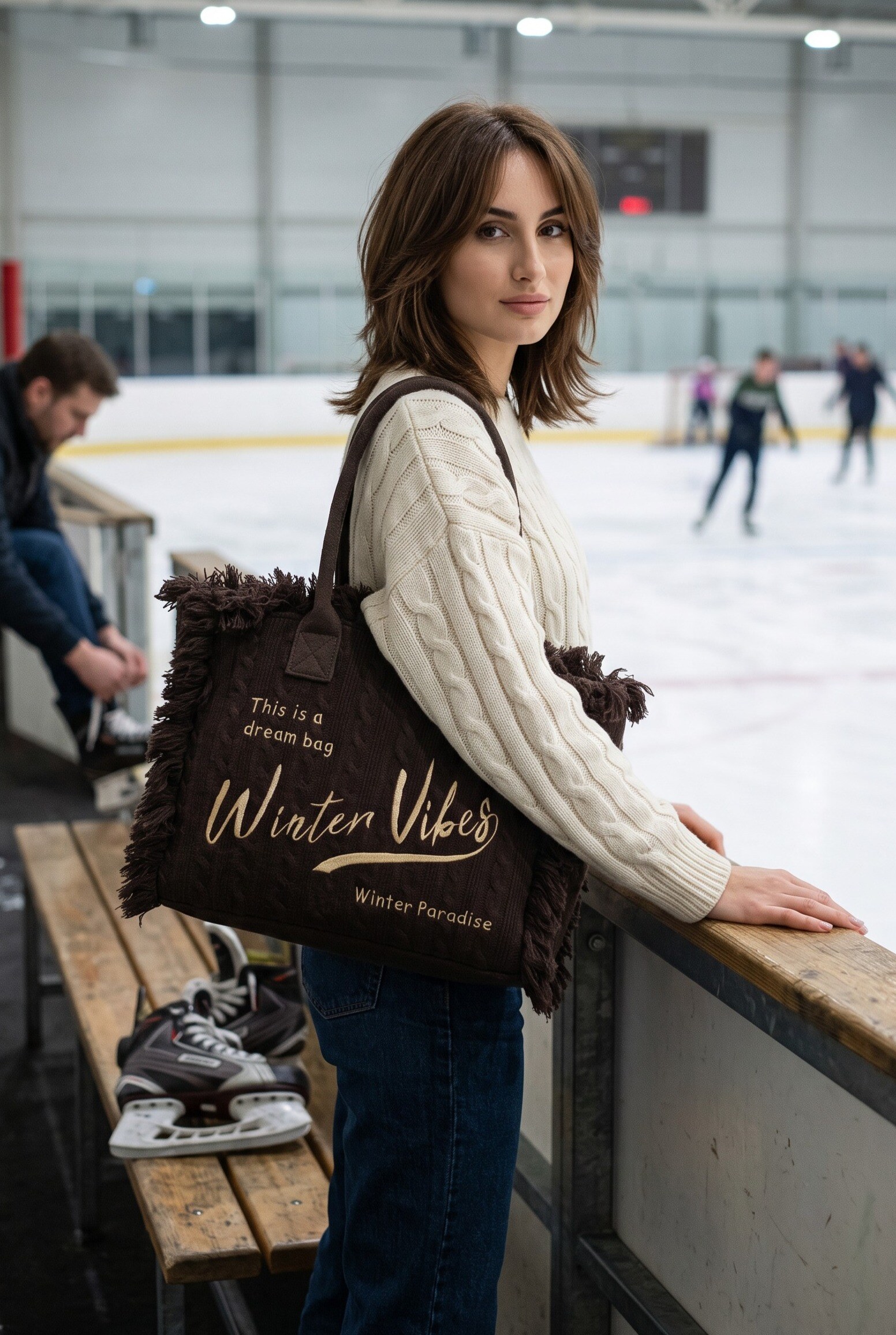 Wholesaler LUX - Tote Bag — WINTER VIBES embroidery — strap included — CASUAL EVERYDAY