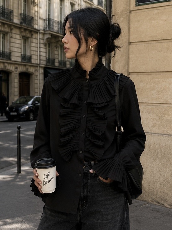 Grossiste LUZABELLE Paris - Chemise à Volants et Manches Évasées