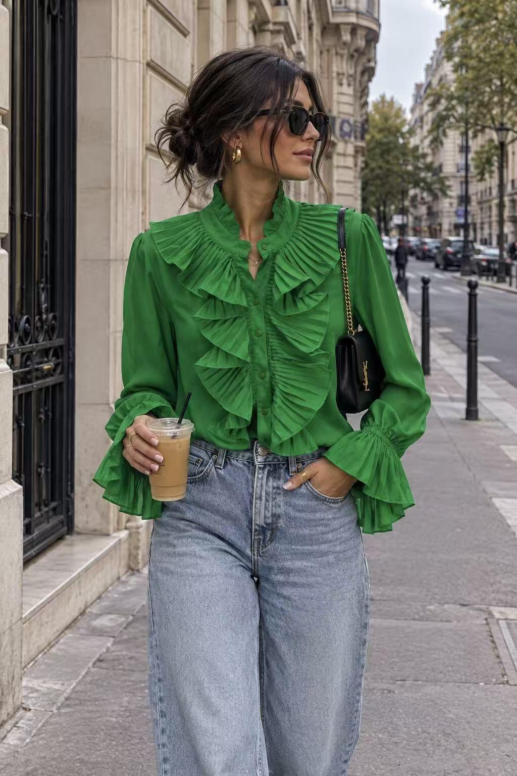 Grossiste LUZABELLE Paris - Chemise à Volants et Manches Évasées