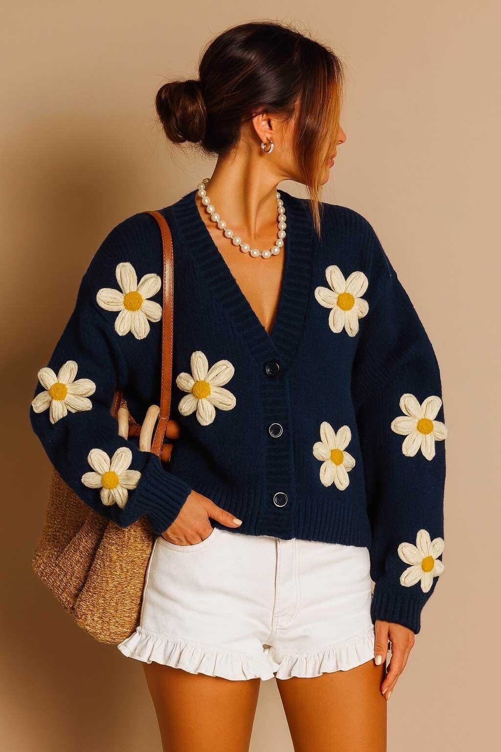 Großhändler LUZABELLE Paris - Strickjacke mit Gänseblümchen