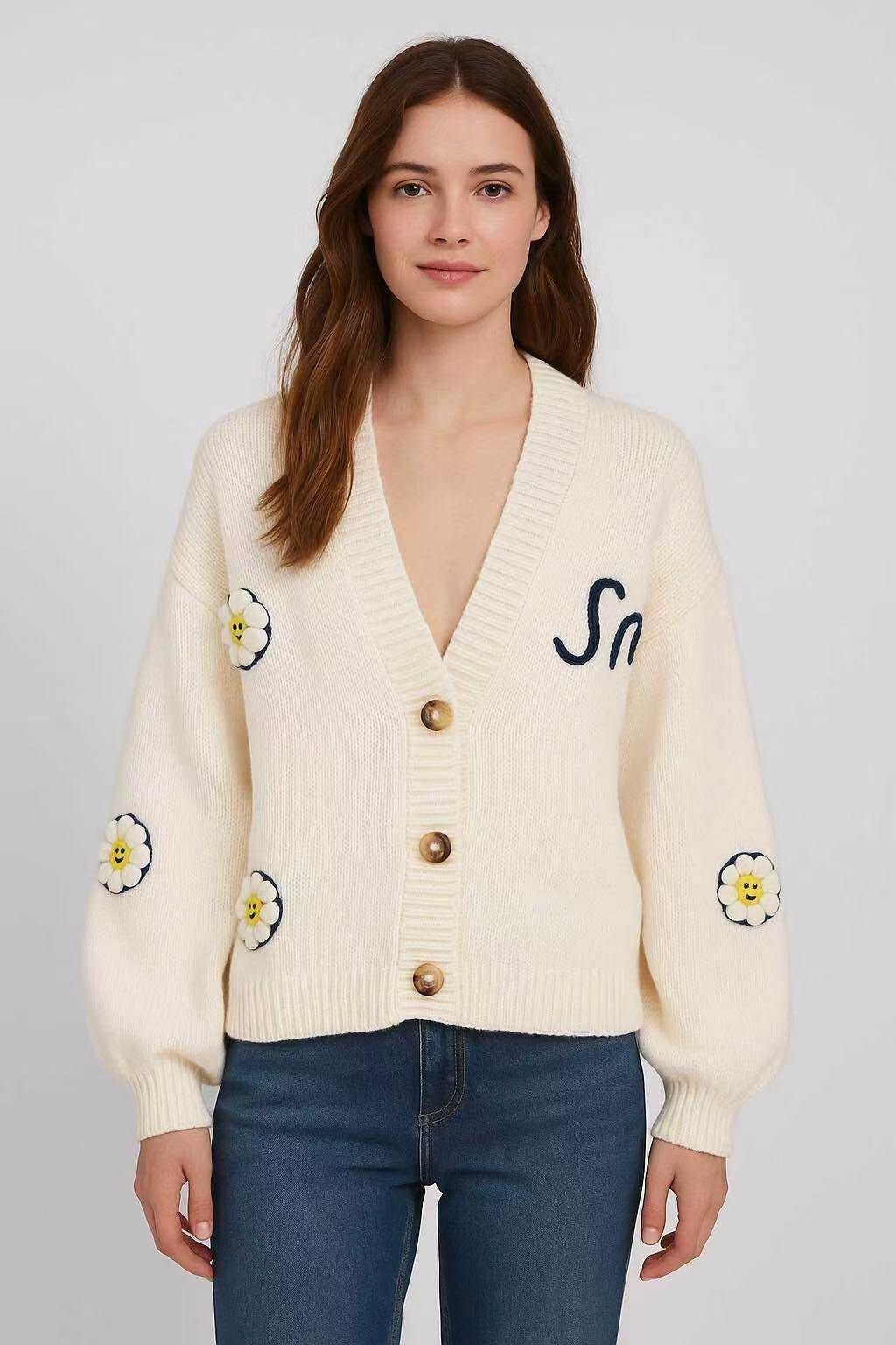 Grossiste LUZABELLE Paris - Ardigan zippé brodé Smile – Maille signature LUZABELLE