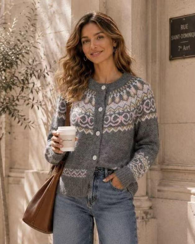 Wholesaler LUZABELLE Paris - Nordic Pattern Jacquard Cardigan