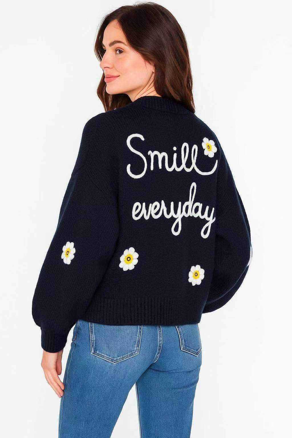 Grossiste LUZABELLE Paris - Cardigan brodé Smile – Maille signature LUZABELLE