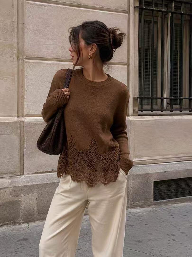 Wholesaler LUZABELLE Paris - Two-tone sweater with lace