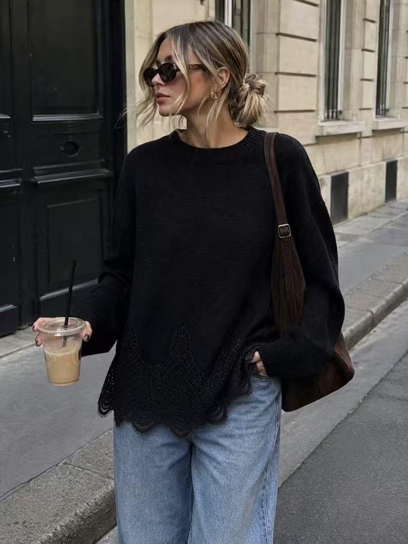 Wholesaler LUZABELLE Paris - Two-tone sweater with lace