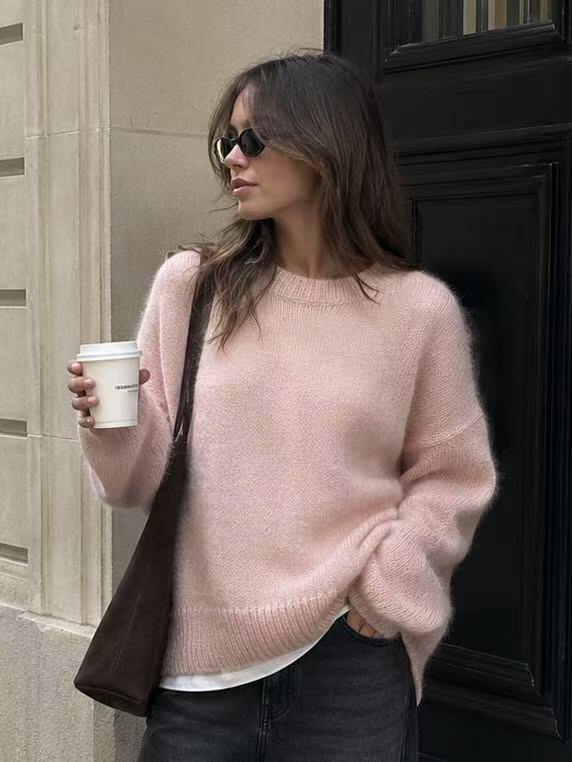 Wholesaler LUZABELLE Paris - Premium Knit Sweater with Round Neck Mohair Effect