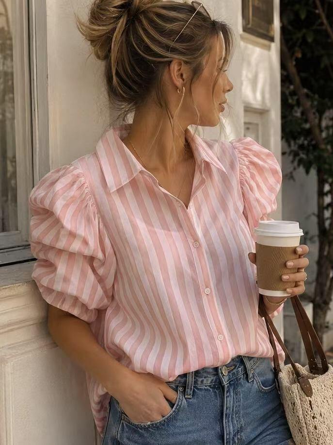 Grossiste LUZABELLE Paris - Chemise Rayée Volants Couture “Dolce Riviera”
