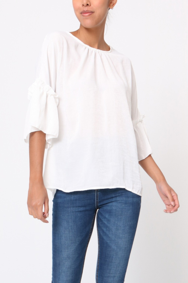 Grossiste LUZABELLE - Blouse volant manches longues