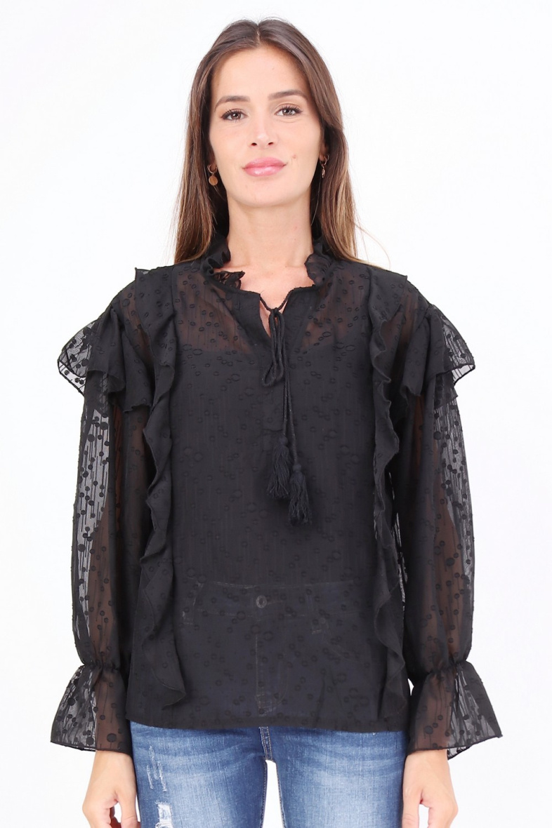 Grossista LUZABELLE - Blusa trasparente con coulisse
