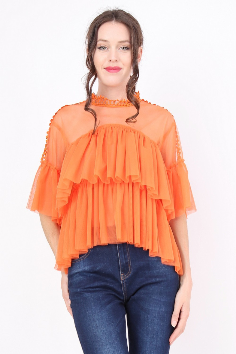 Grossista LUZABELLE - Blusa con volant in pizzo