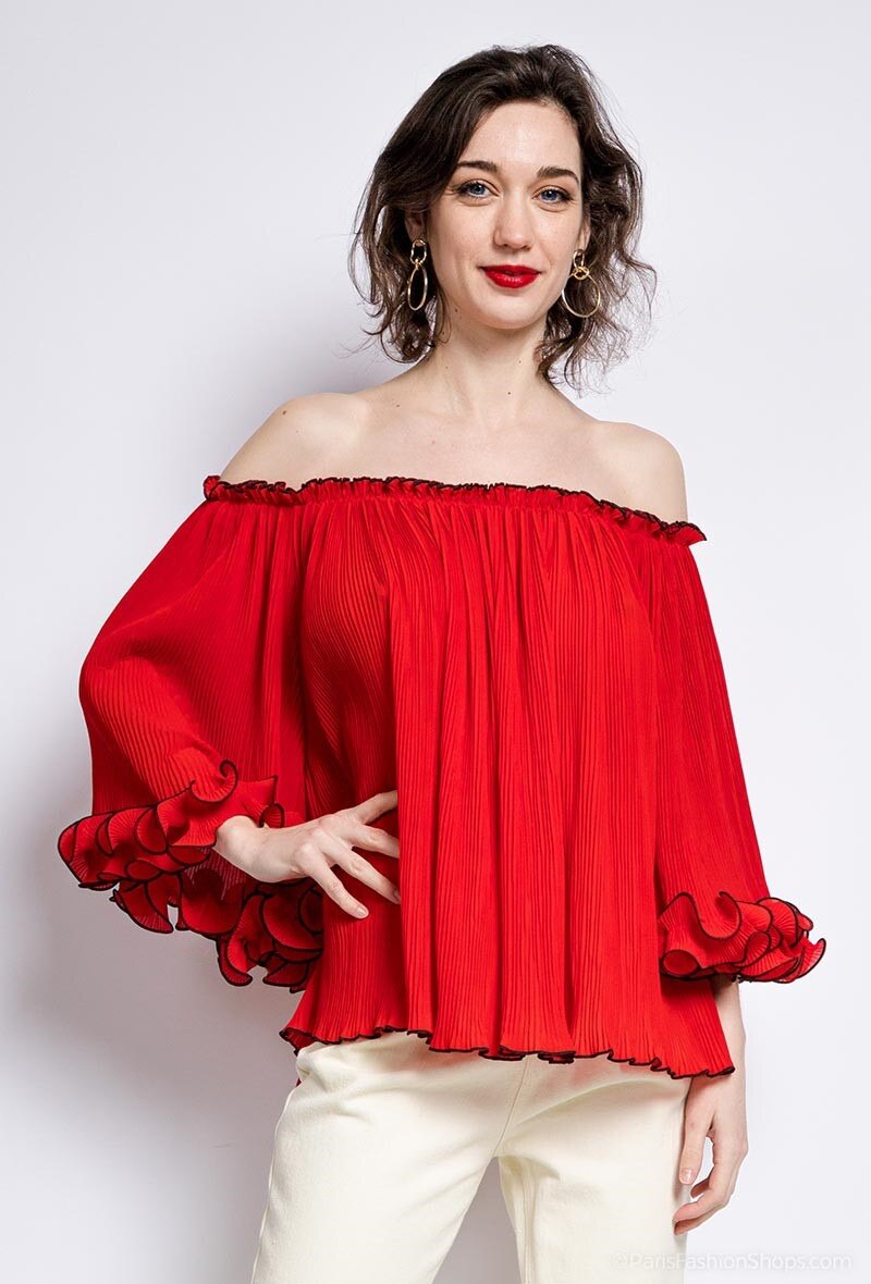 Grossista LUZABELLE - Blusa plissettata spalle scoperte