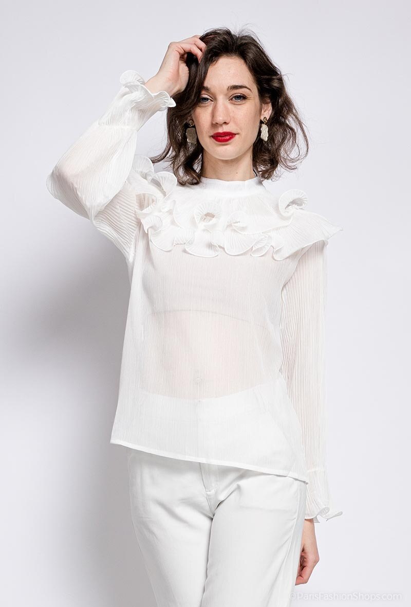 Grossista LUZABELLE - Blusa con volant plissettati