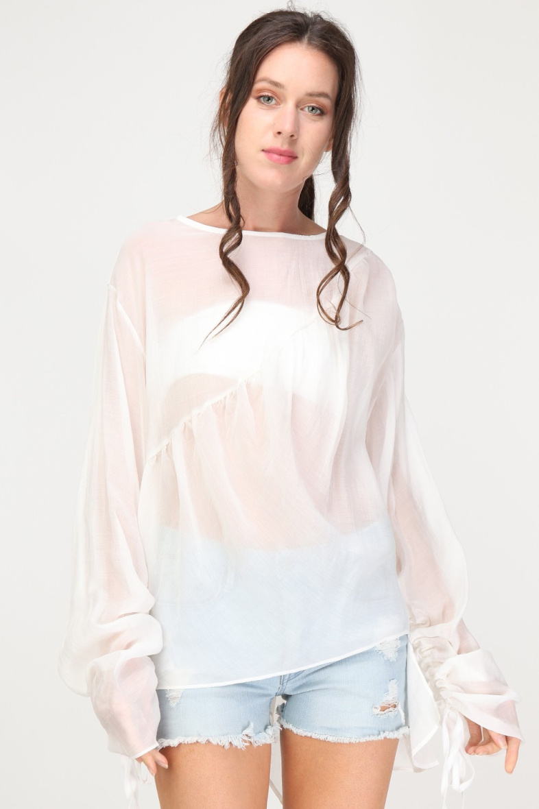 Grossista LUZABELLE - Camicia asimmetrica e trasparente