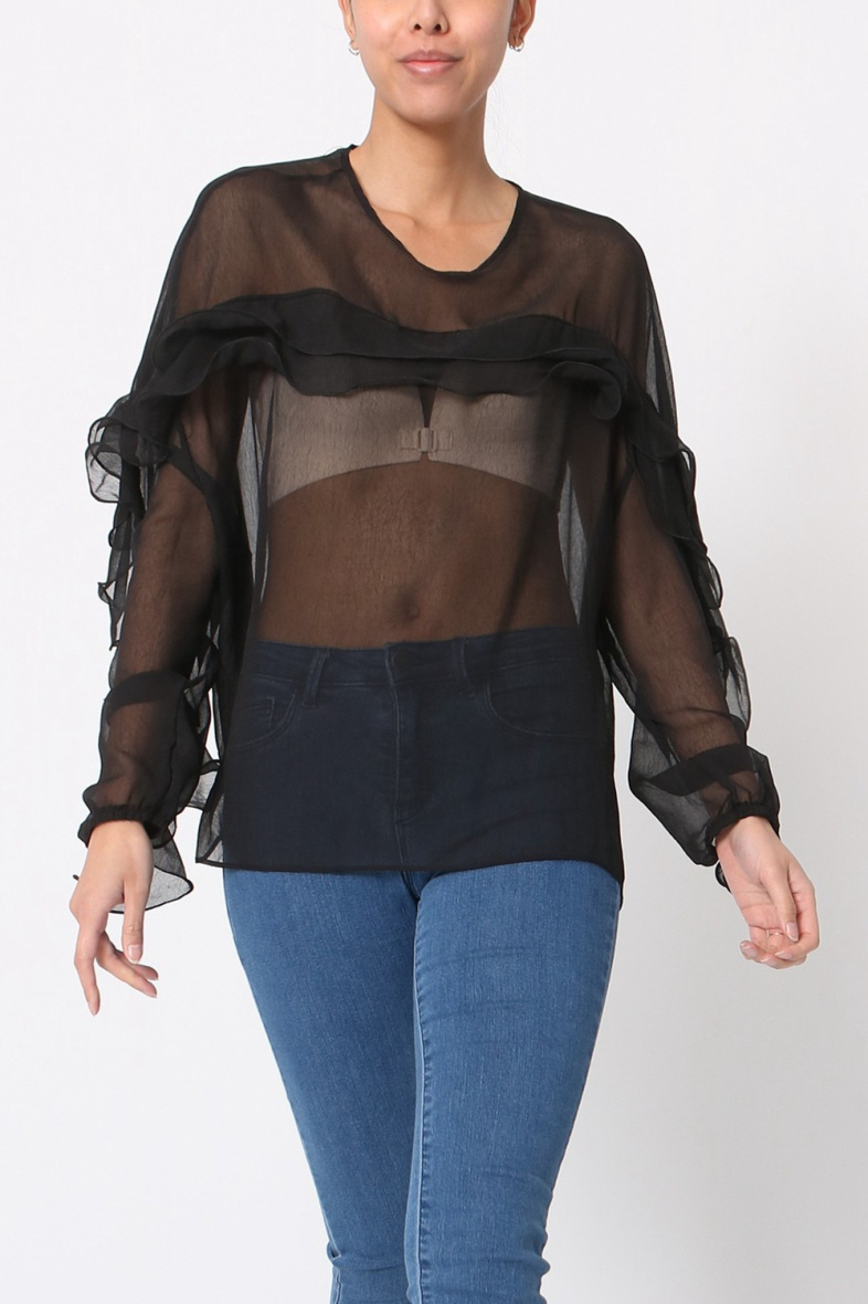 Grossista LUZABELLE - Blusa trasparente con volant