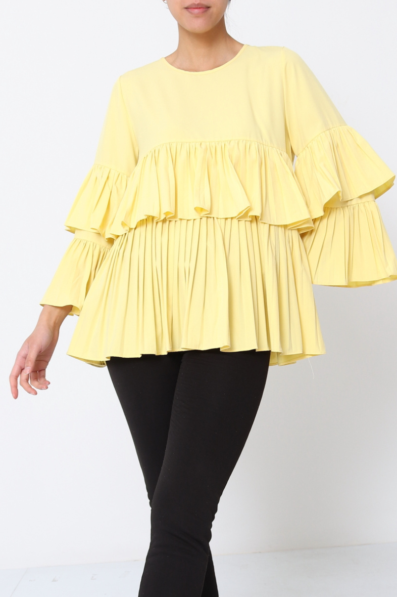 Grossiste LUZABELLE - Blouse femme à volants plissés