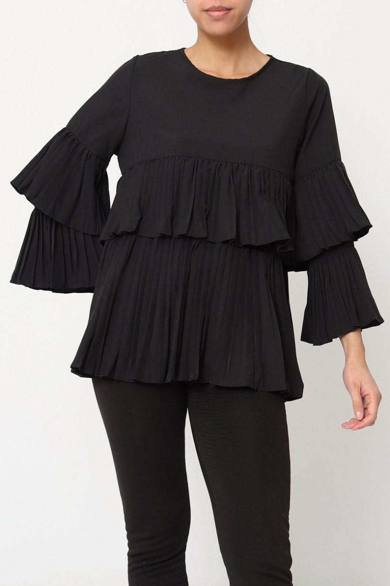 Wholesaler LUZABELLE - Women's blouse with pleated ruffles