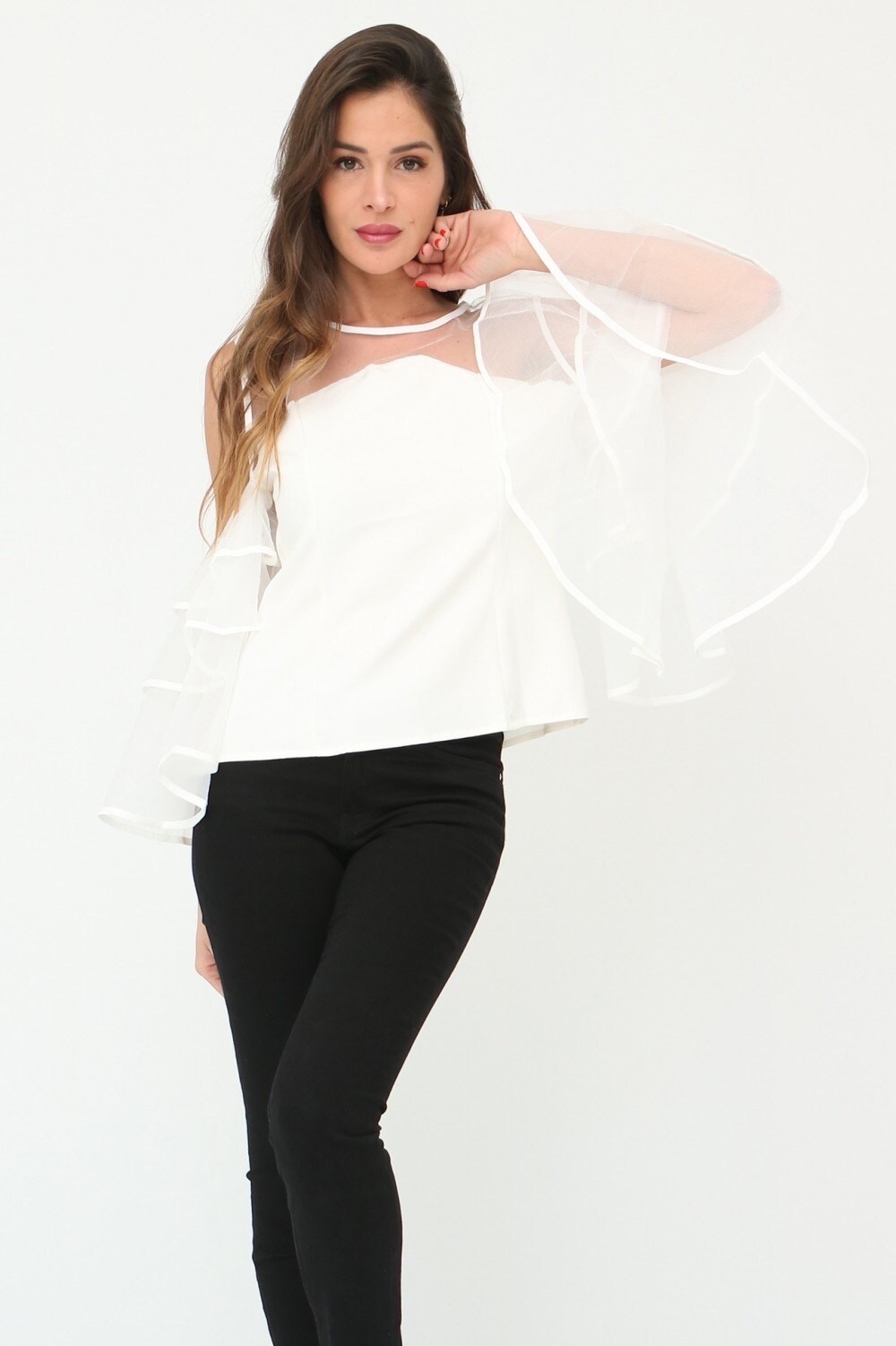 Wholesaler LUZABELLE Paris - “White Elegance” Couture Voile Blouse