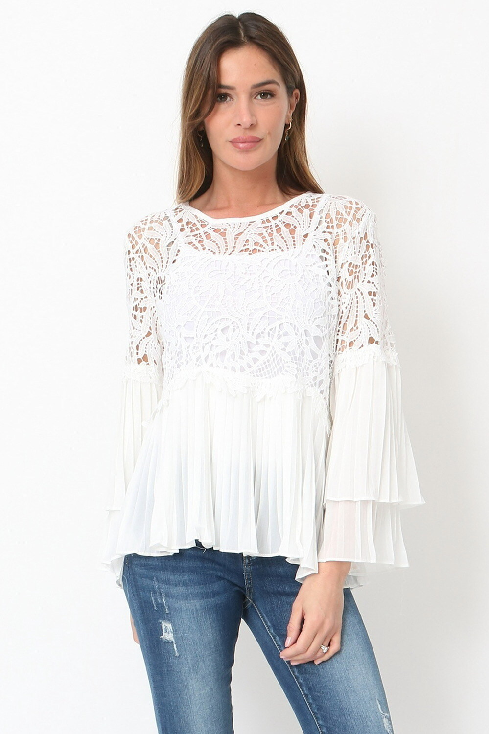 Wholesaler LUZABELLE Paris - Pleated Lace Blouse “Camellia Elegance”